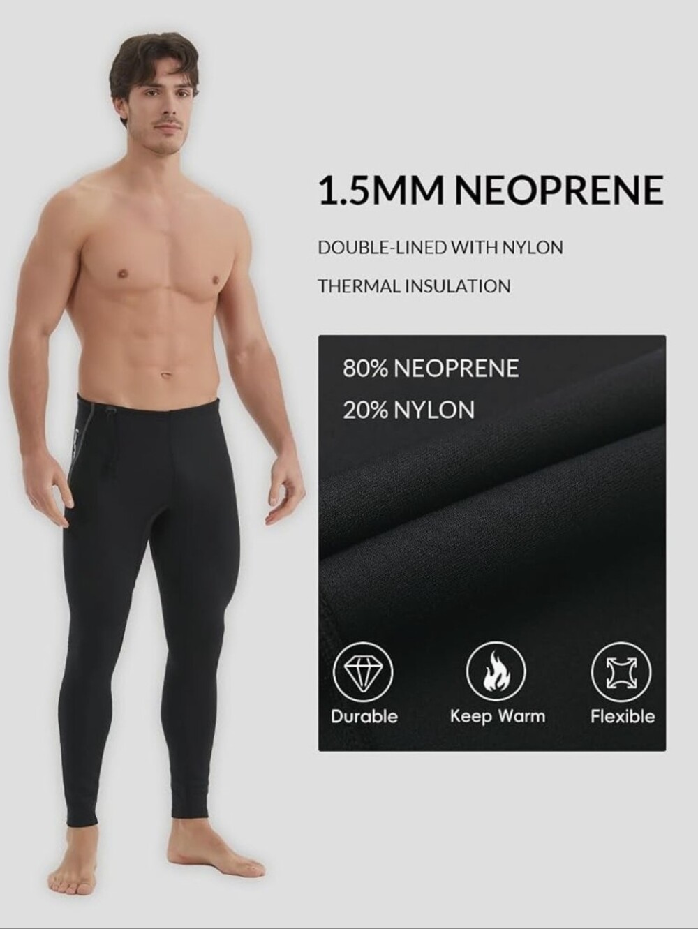 Lemorecn Men’s 1.5/2/3mm Neoprene Wetsuit Pants